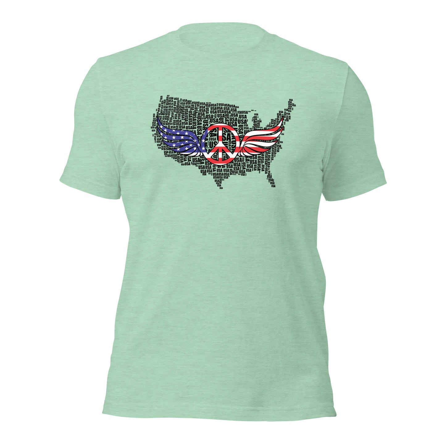 American Flag Peace Symbol Wings Unisex Light T-Shirt