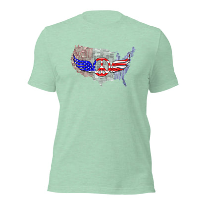 Patriotic T-Shirt USA Flag Peace With Wings Symbol Unisex Light Tee