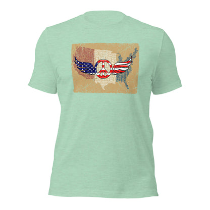 Vintage Red White Blue Peace Wings Symbol Unisex Light Shirt