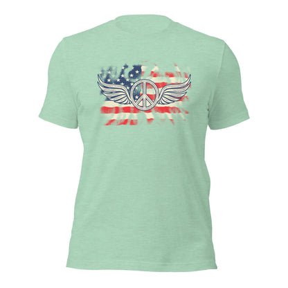 Military American Patriots Distressed Peace Sign Unisex Light t-shirt