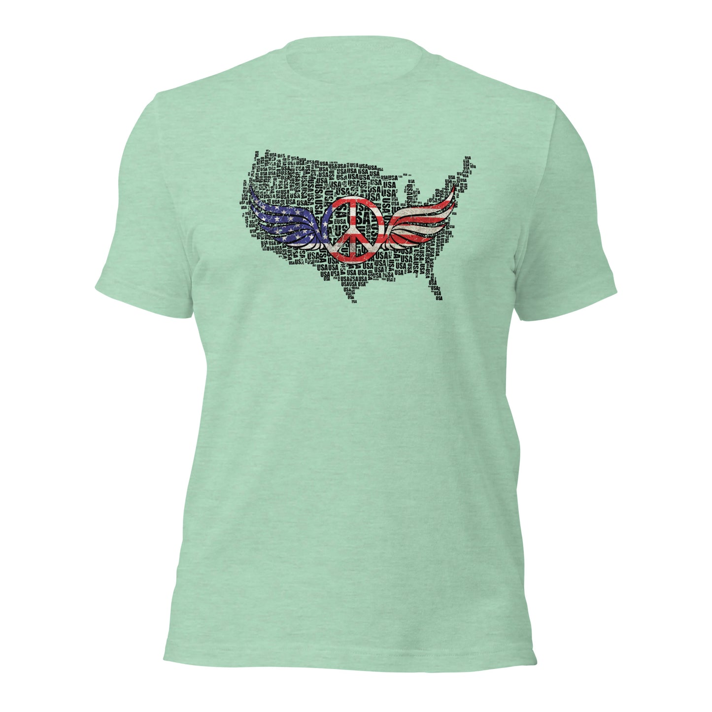 White USA Map with Peace Sign Wings For Army Wife Unisex Light Tee