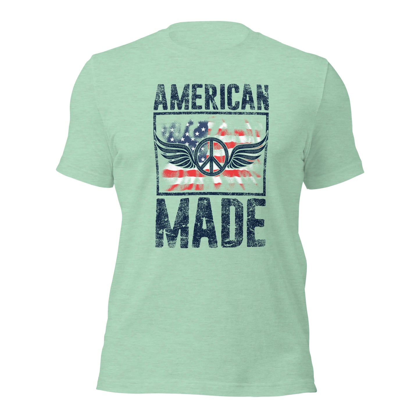 Vintage American Made USA Flag Peace Sign Unisex Light T-shirt