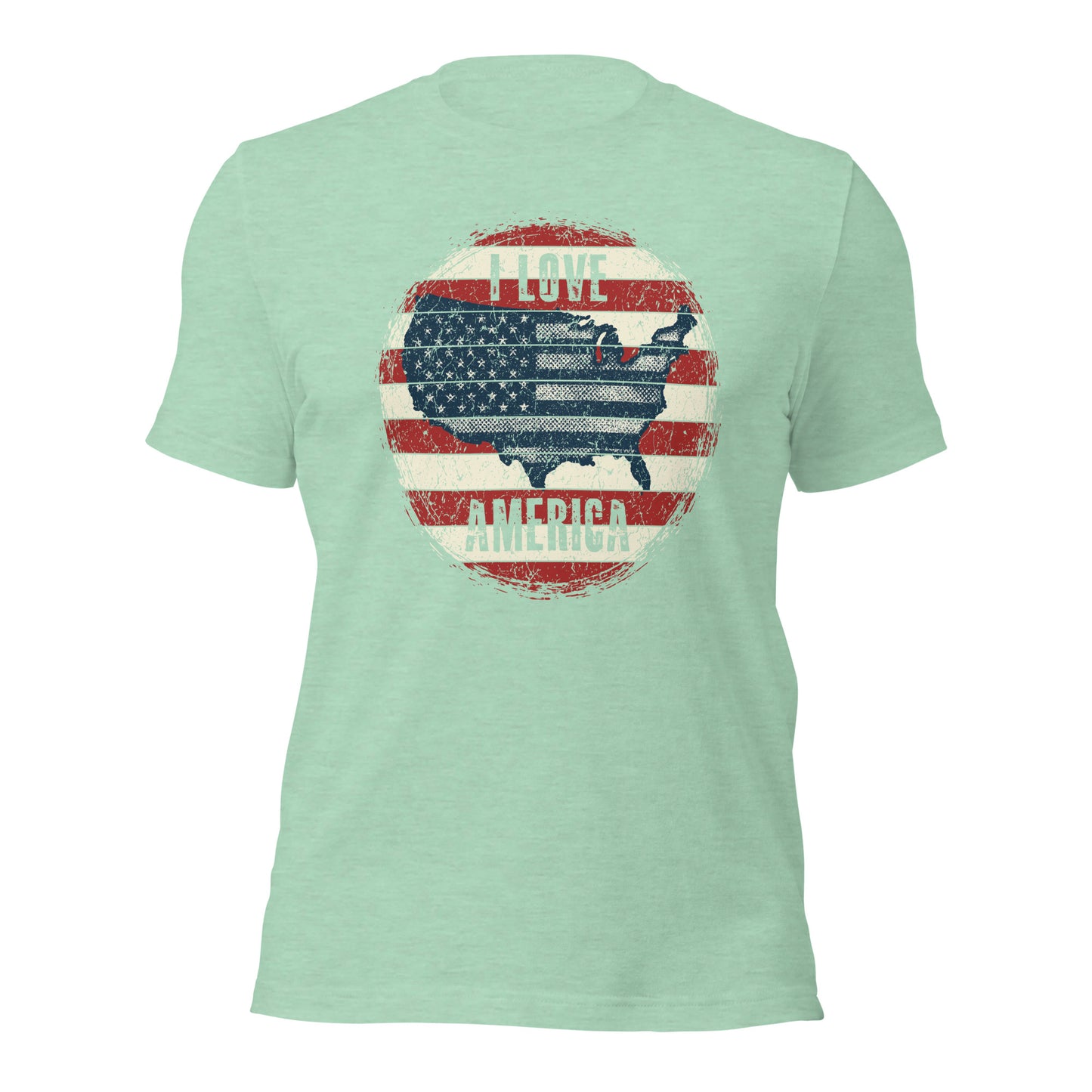 Retro Patriot I Love America USA Flag Map Unisex Light Shirt