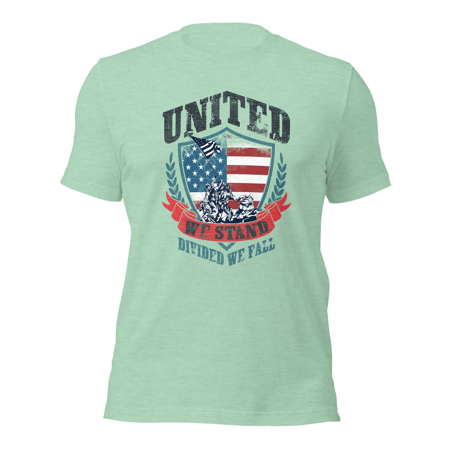 USA Flag Shield United We Stand Divided We Fall Unisex Light Shirt