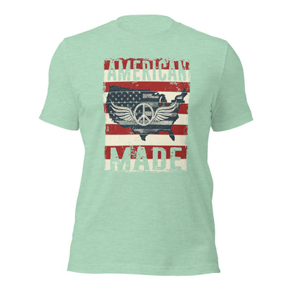 Patriot Distressed American Made USA Flag Military Unisex Light Shirt