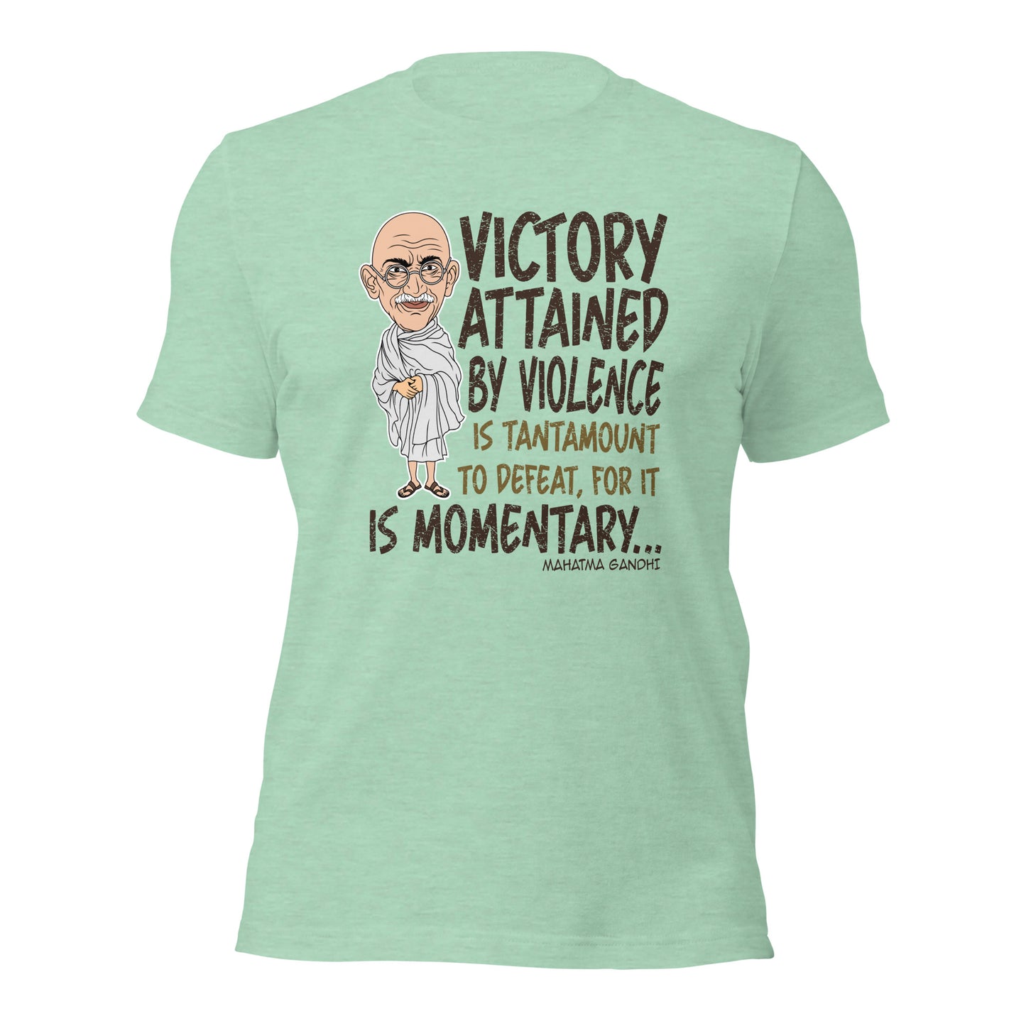 Mahatma Gandhi Victory Inspirational Quote Unisex Light Tee