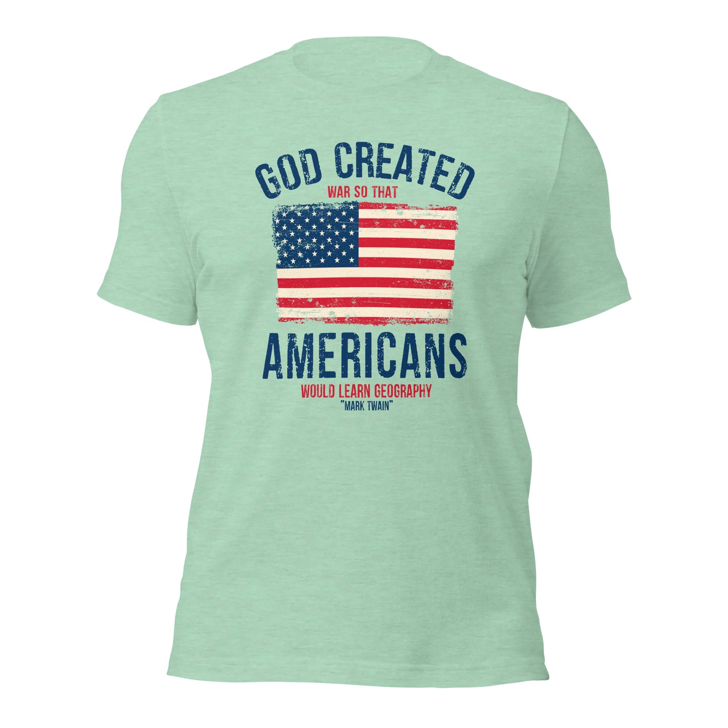 Mark Twain God Created War Patriotic Flag Unisex Light Shirt