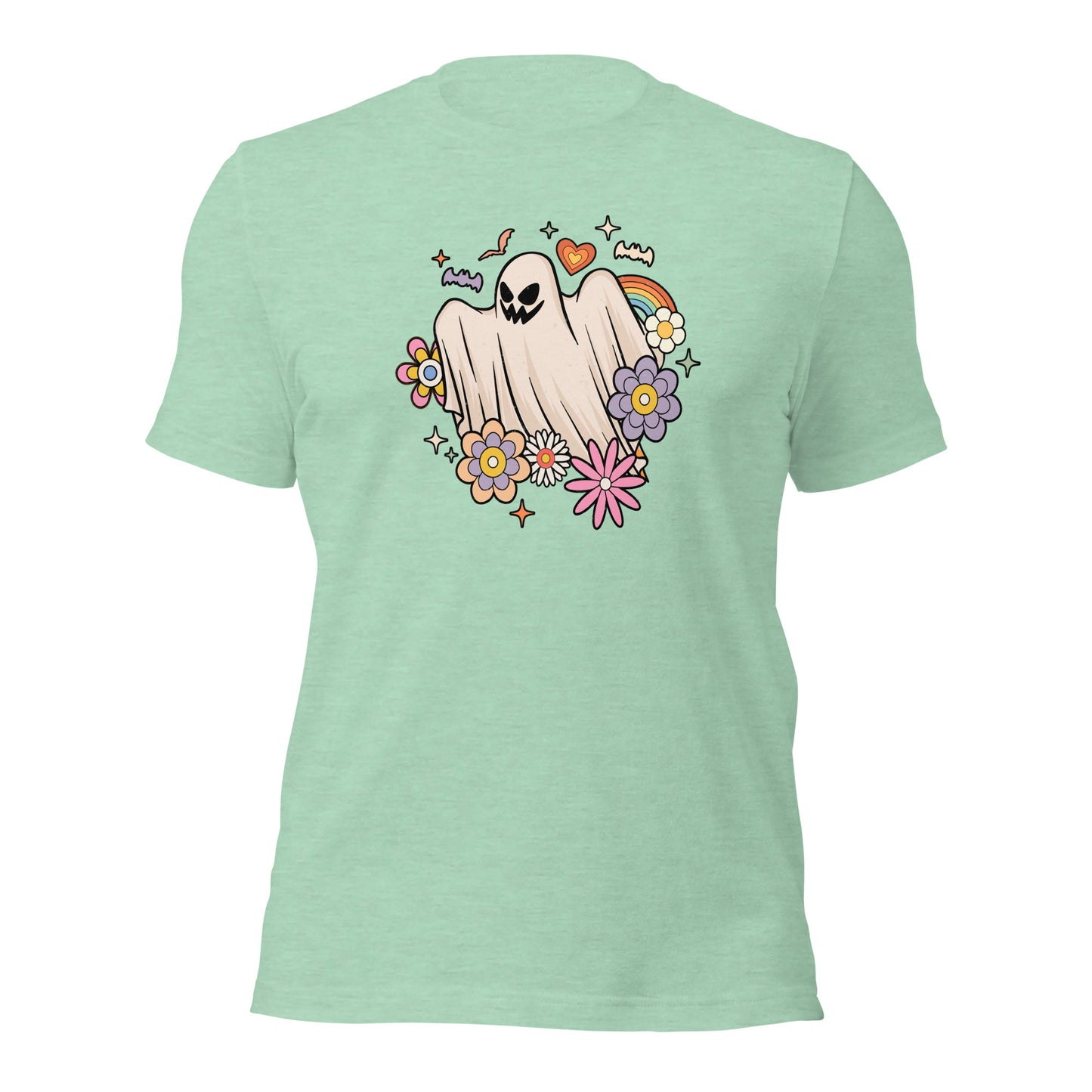 Retro FLoral Ghost Happy Halloween Trick or Treat Unisex Light Tee