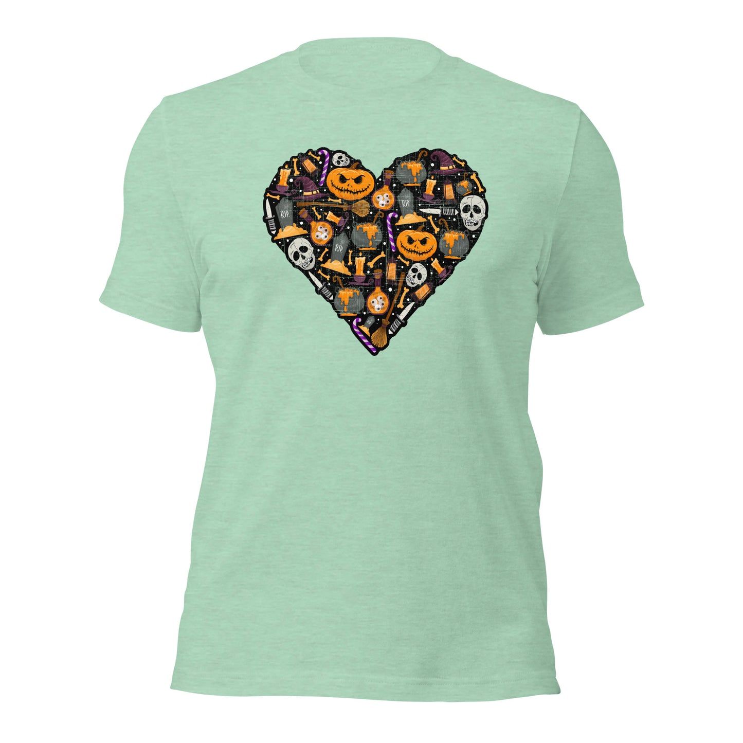 Halloween Heart Love Pumpkin Skull Unisex Light Shirt