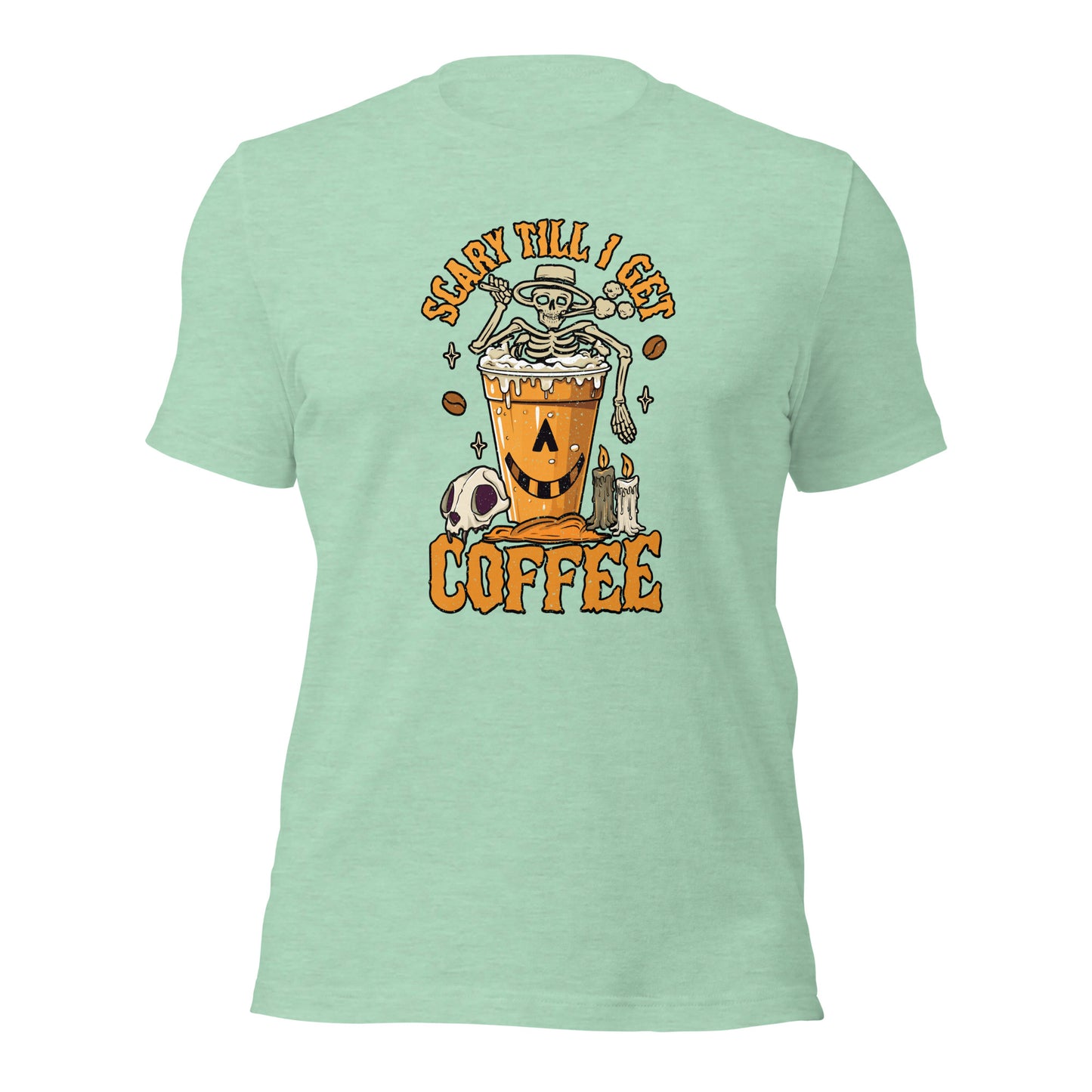 Scary Till I Get Coffee Halloween Coffee Lover Unisex Light Shirt