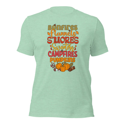 Bonfires Flannels Smores Sweaters Campfires Thanksgiving Unisex Light Shirt