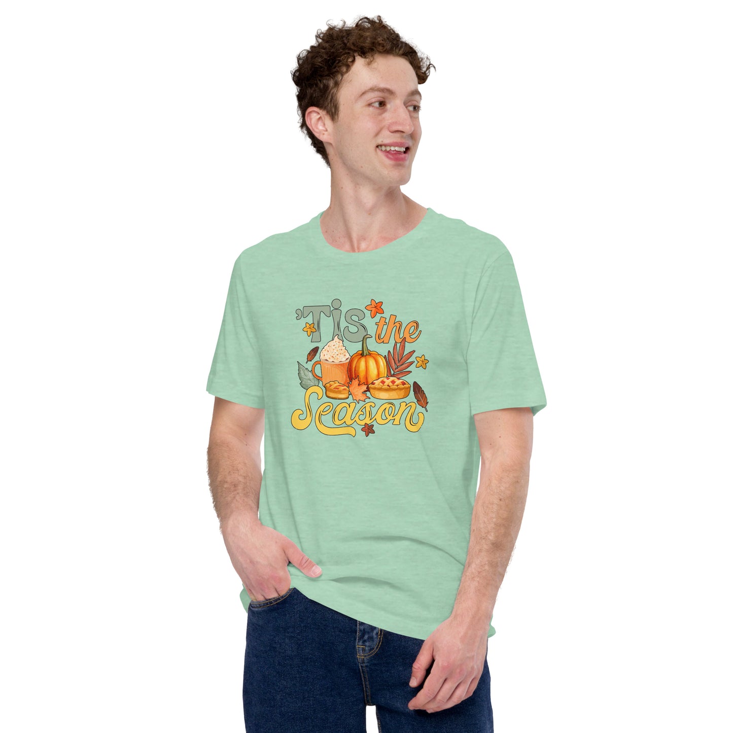 Tis The Season Thankful Blessed Thanksgiving Unisex Light Shirt