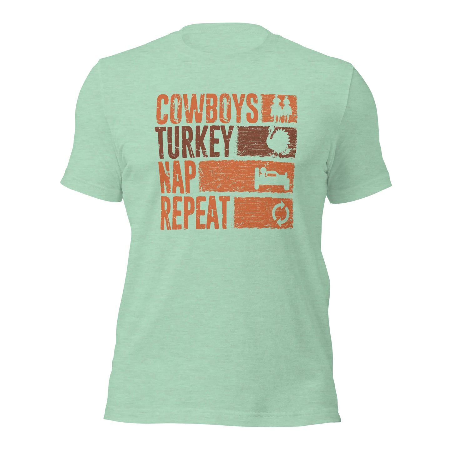 Cowboys Turkey Nap Repeat Cowboy Bebop Thanksgiving Unisex Light Shirt