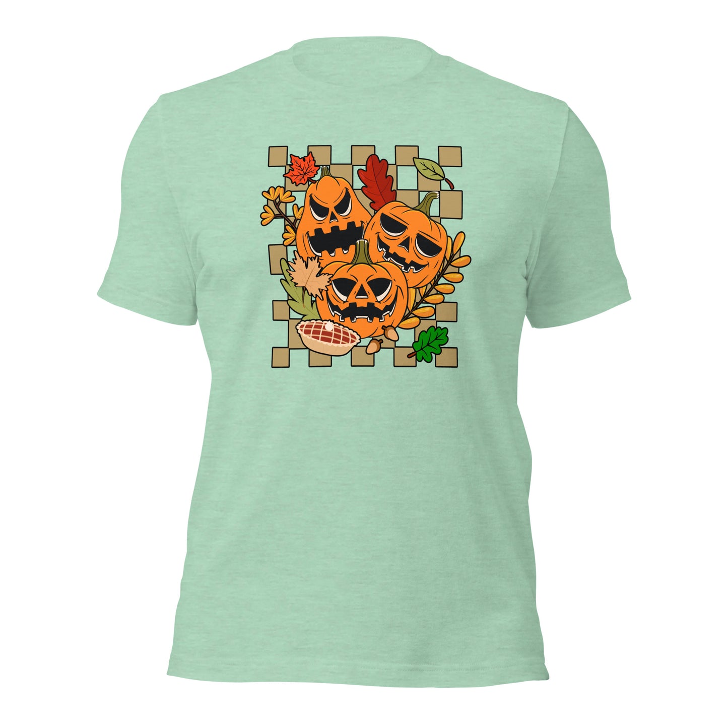 Pumpkin Face Autumn Fall Leaves Thanksgiving Unisex Light Shirt