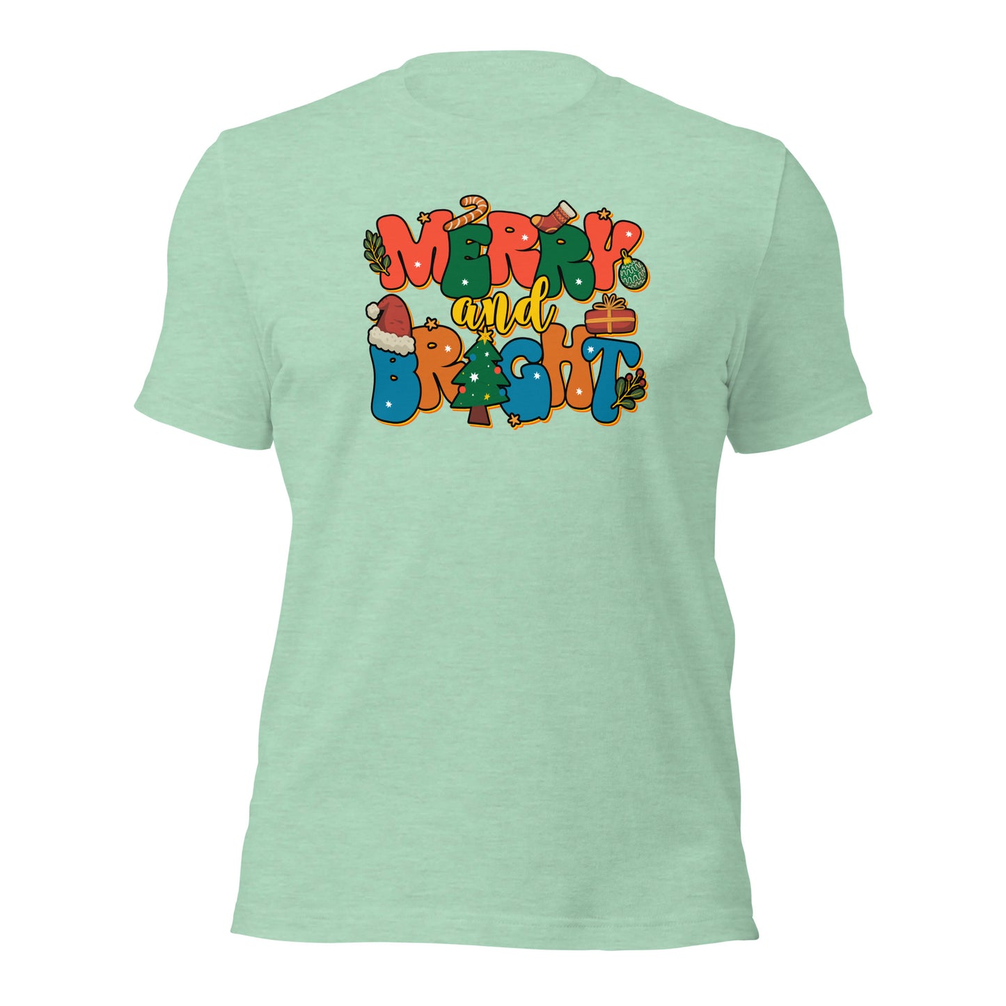 Merry and Bright Joyful Merry Christmas Unisex Light Shirt