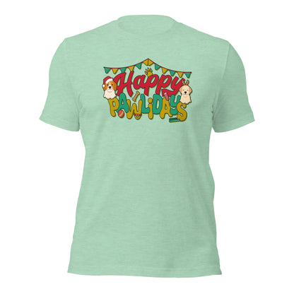 Happy Pawlidays Dog Mom Dad Christmas Unisex Light Shirt