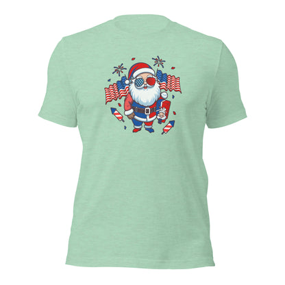 Patriotic Santa Claus USA Military Veteran Xmas Unisex Light Shirt