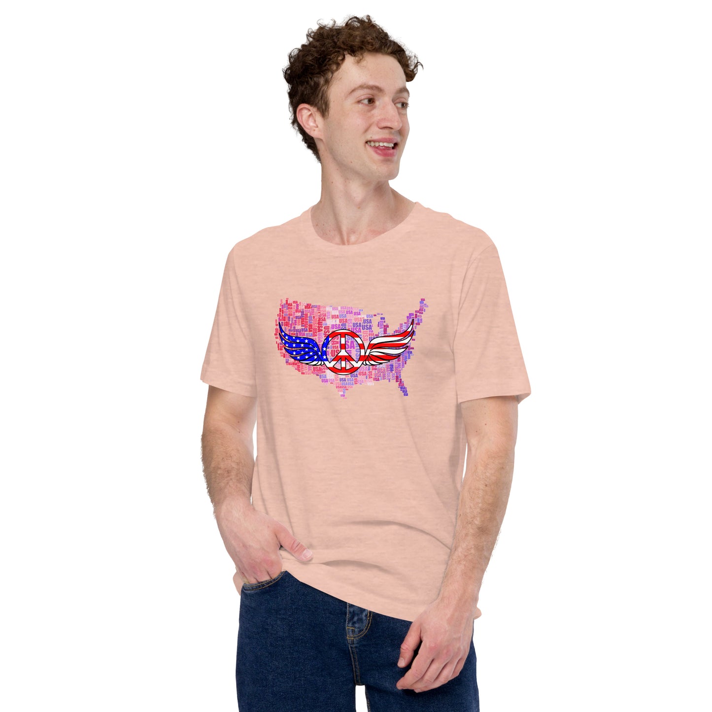 We The People Peace Wings Signs USA Map Unisex Light T-shirt