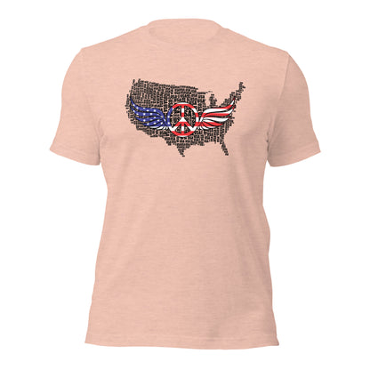 American Flag Peace Symbol Wings Unisex Light T-Shirt