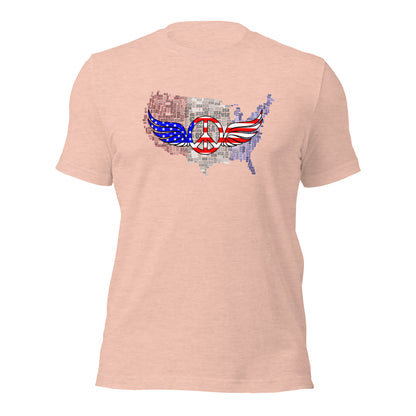 Patriotic T-Shirt USA Flag Peace With Wings Symbol Unisex Light Tee