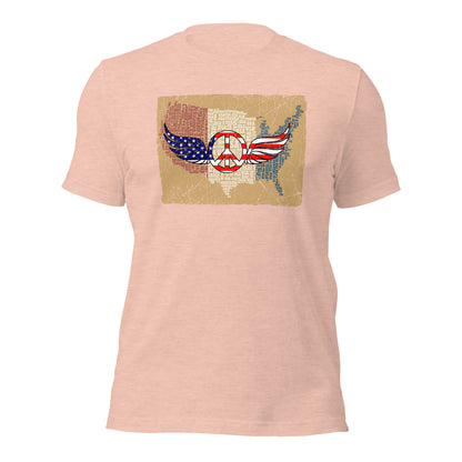 Vintage Red White Blue Peace Wings Symbol Unisex Light Shirt