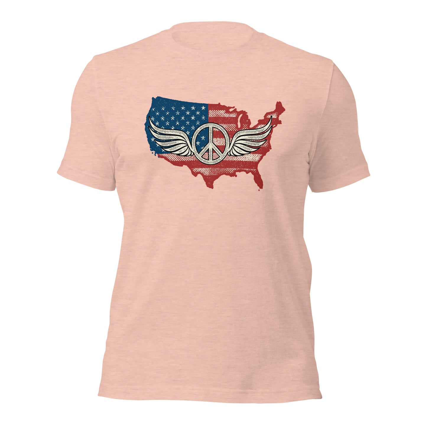 America Patriotic Peace Sign Symbol USA Flag Unisex Light  t-shirt