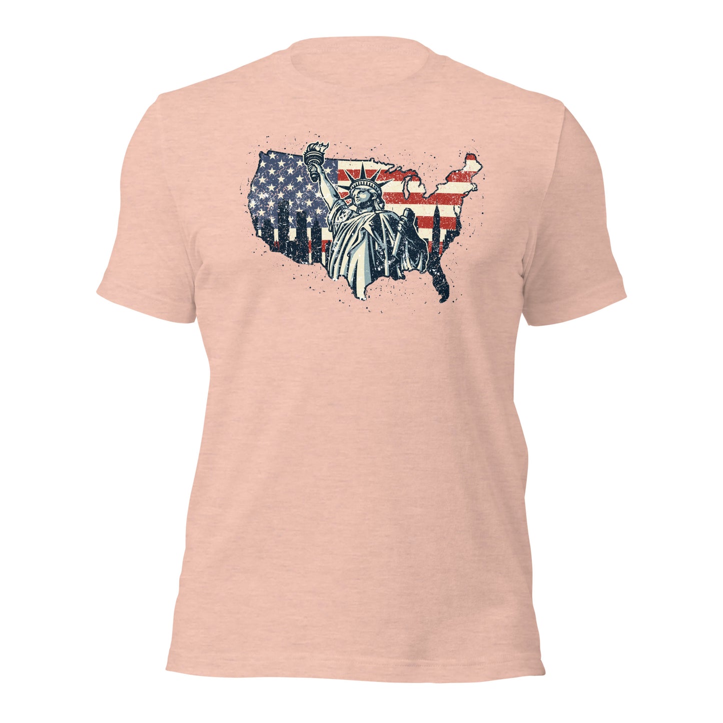 Distressed USA Flag Statue Of Liberty New York Men Women's Light Shirt