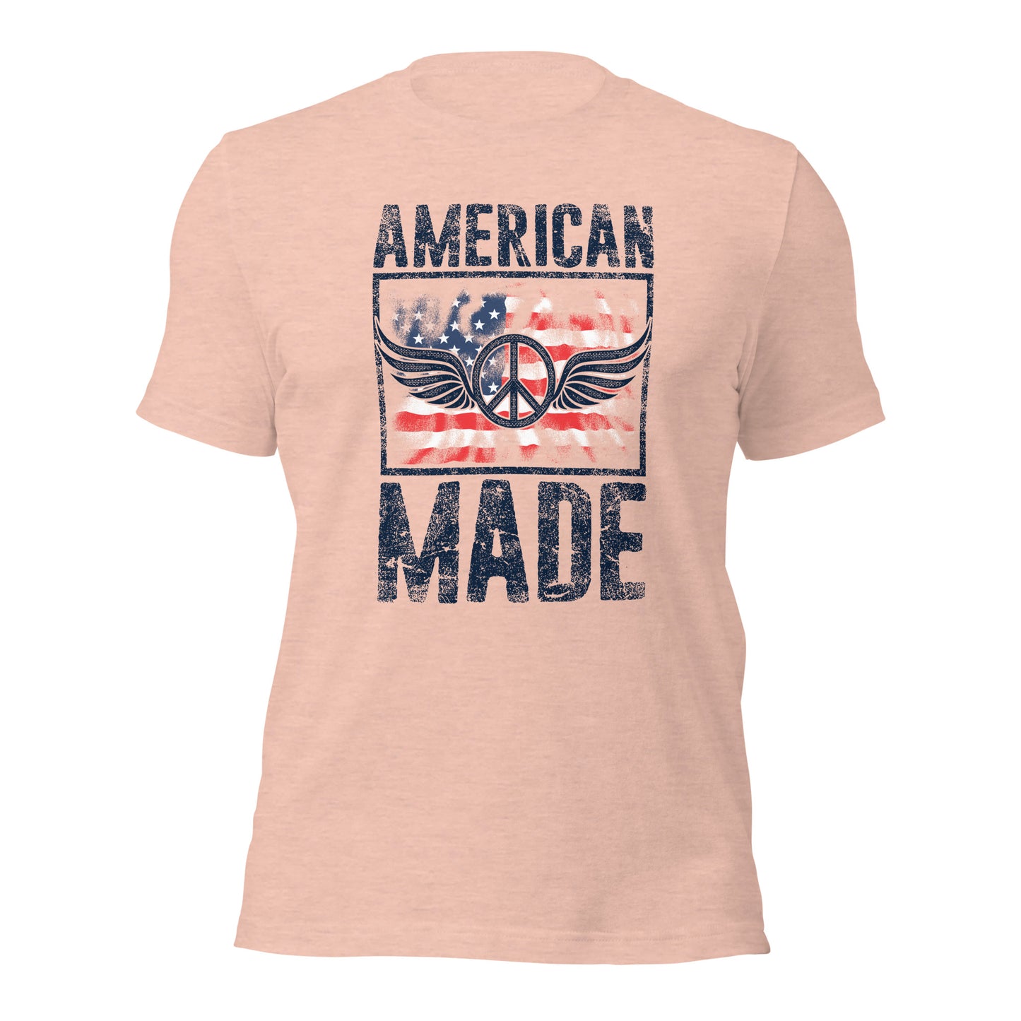 Vintage American Made USA Flag Peace Sign Unisex Light T-shirt