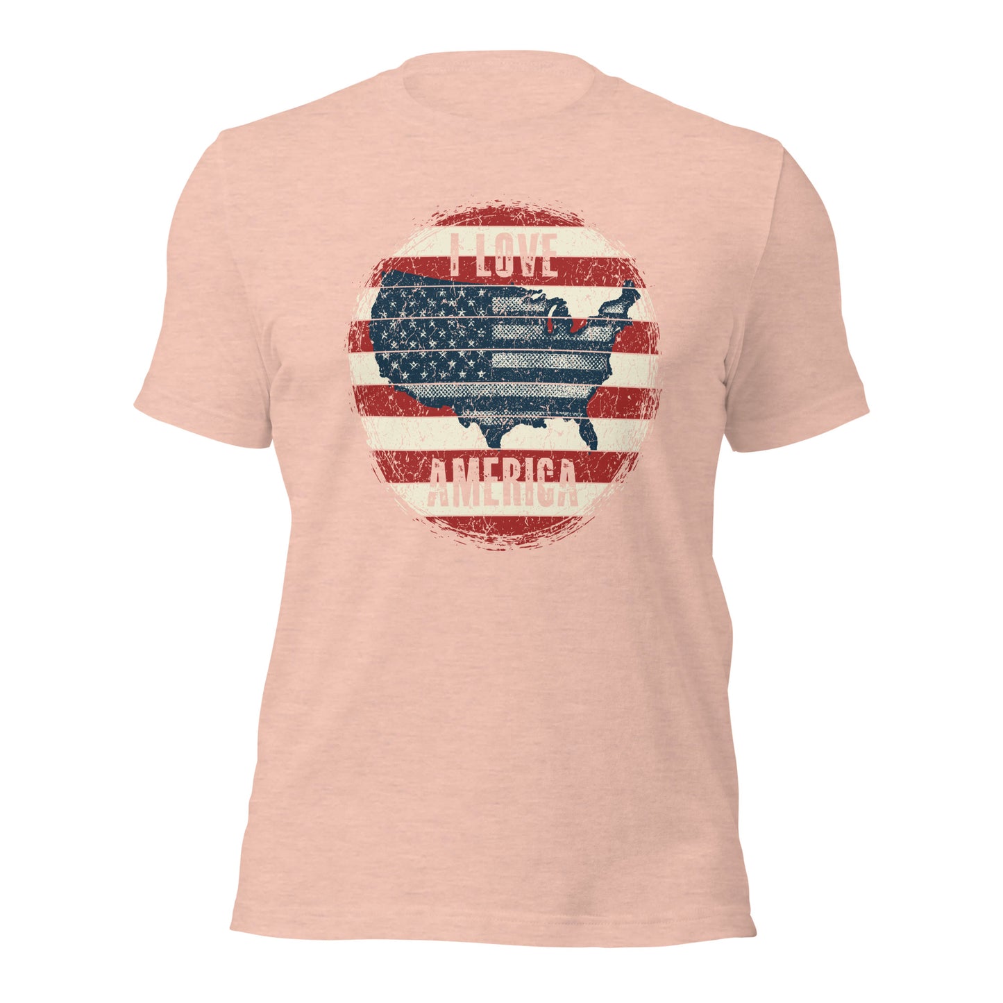 Retro Patriot I Love America USA Flag Map Unisex Light Shirt