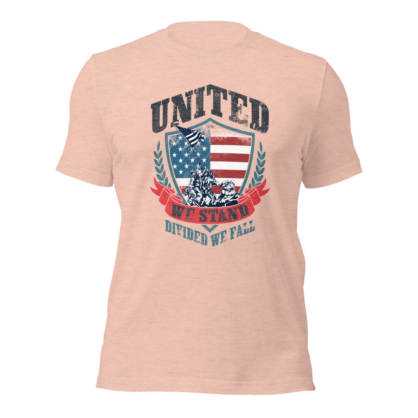 USA Flag Shield United We Stand Divided We Fall Unisex Light Shirt