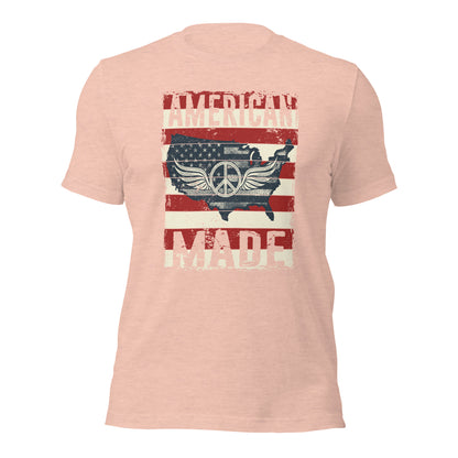 Patriot Distressed American Made USA Flag Military Unisex Light Shirt