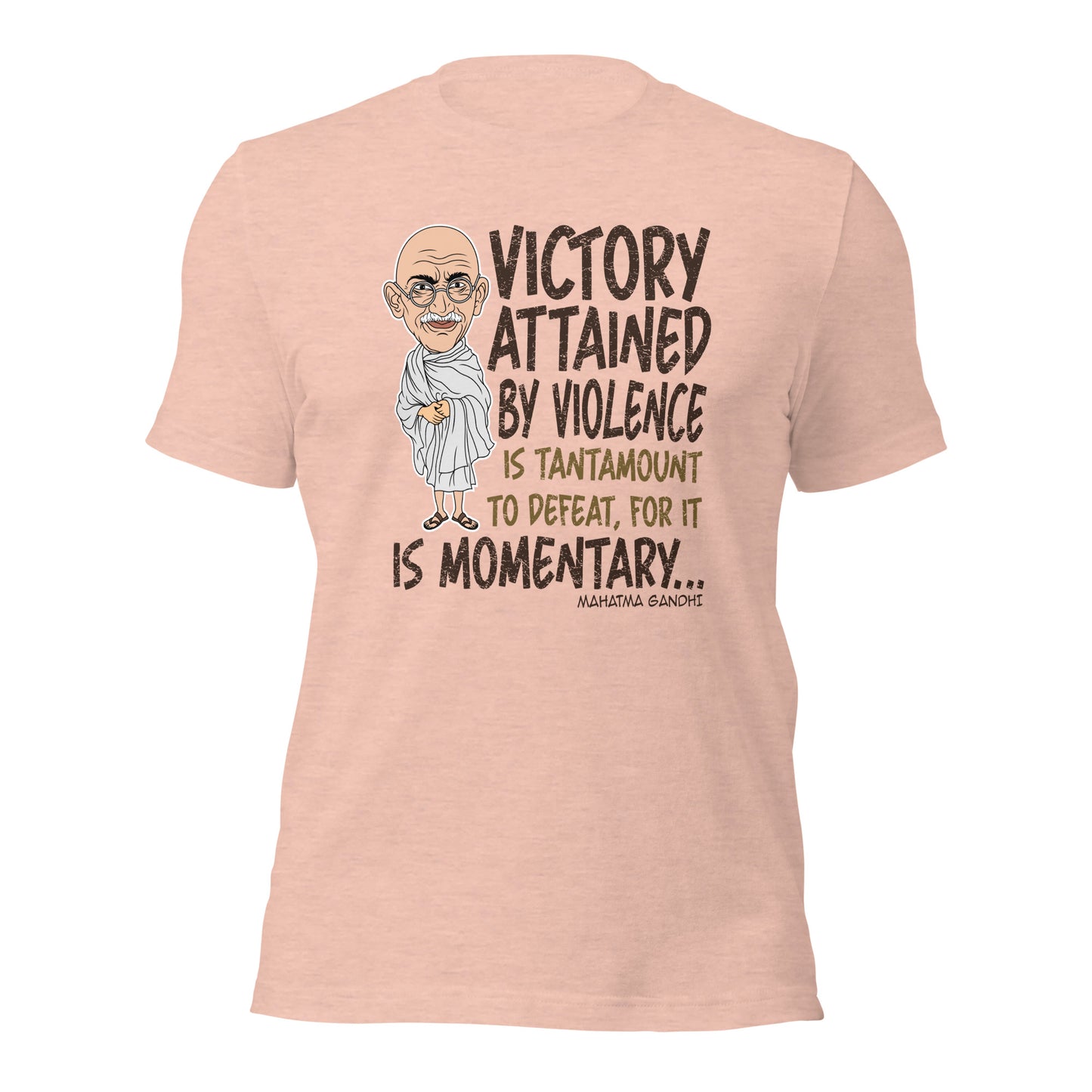 Mahatma Gandhi Victory Inspirational Quote Unisex Light Tee