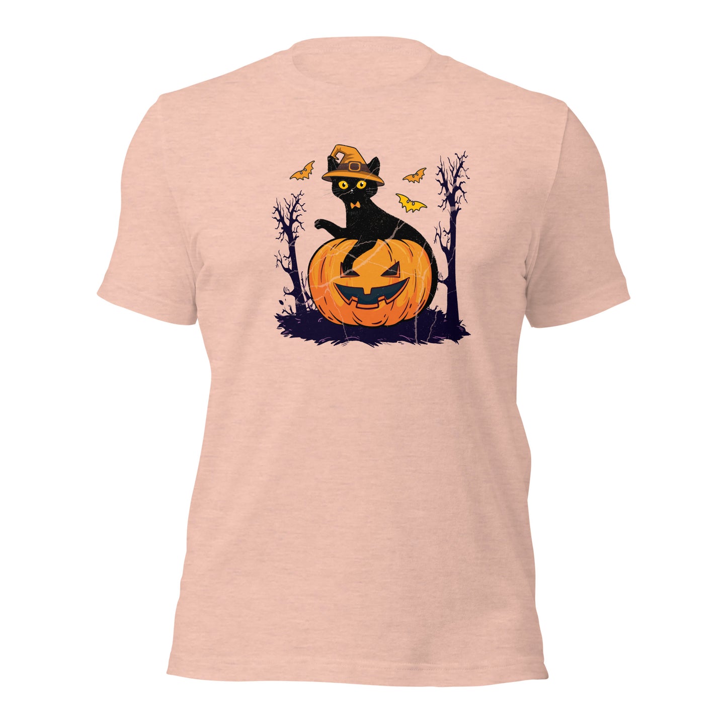 Black Cat Pumpkin Halloween Jack o Lantern Unisex Light Shirt