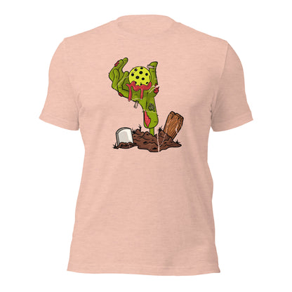 Halloween Pickleball T-Shirt Zombie Hand Unisex Light Tee