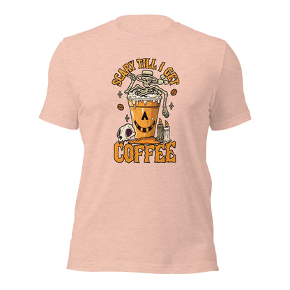 Scary Till I Get Coffee Halloween Coffee Lover Unisex Light Shirt