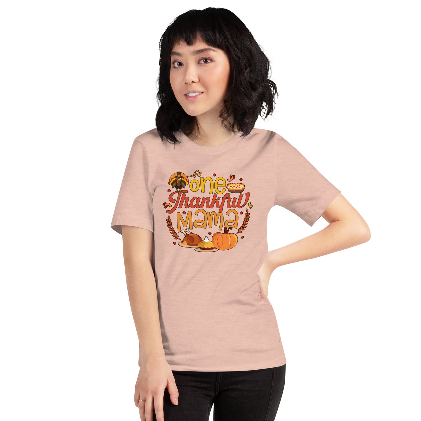 One Thankful Mama Gratitude-Infused Thankgiving Unisex Light Shirt