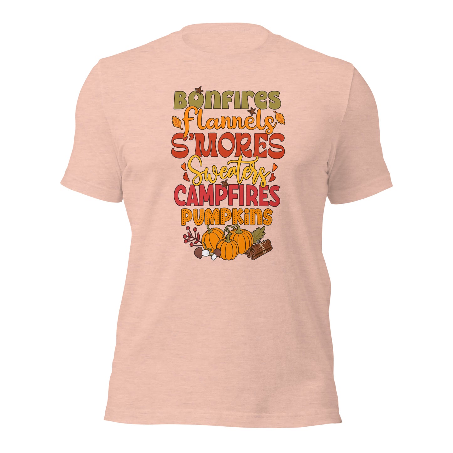 Bonfires Flannels Smores Sweaters Campfires Thanksgiving Unisex Light Shirt