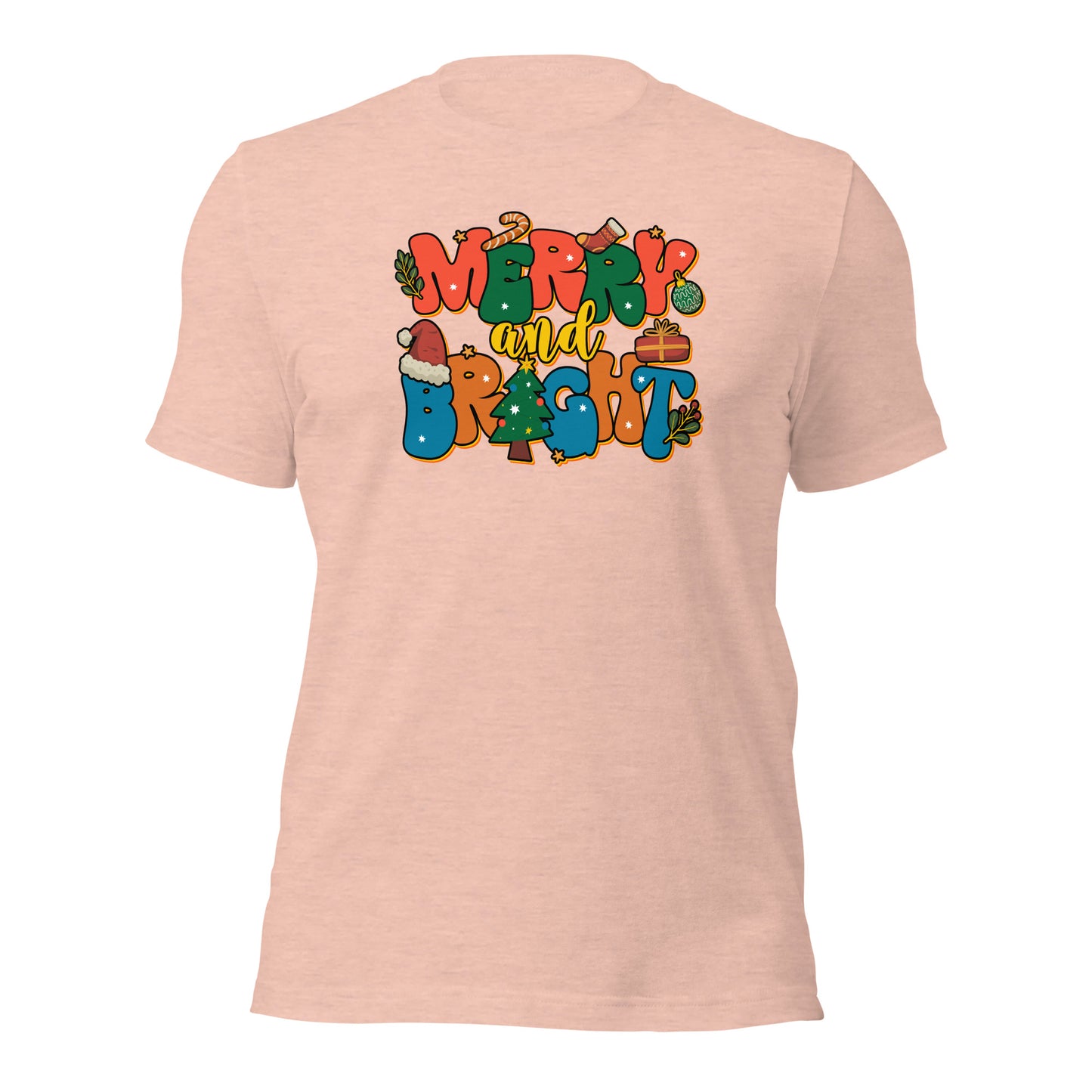 Merry and Bright Joyful Merry Christmas Unisex Light Shirt