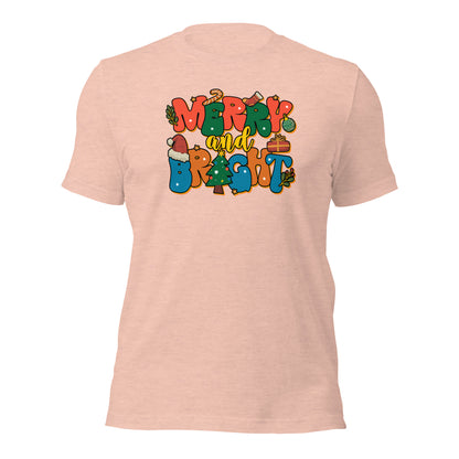 Merry and Bright Joyful Merry Christmas Unisex Light Shirt