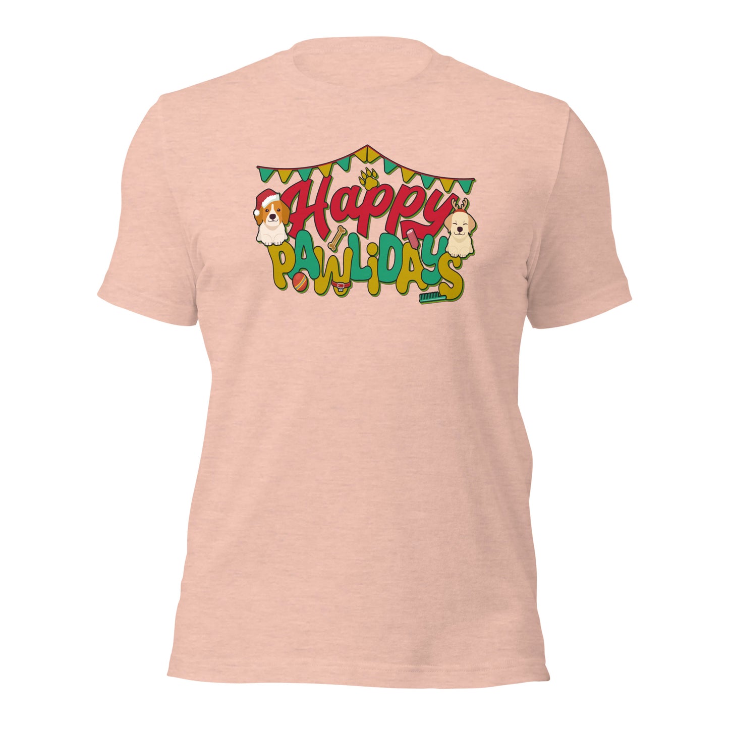 Happy Pawlidays Dog Mom Dad Christmas Unisex Light Shirt