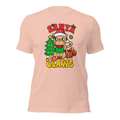 Santa Claws Santa Hat Cat Christmas Unisex Light tee