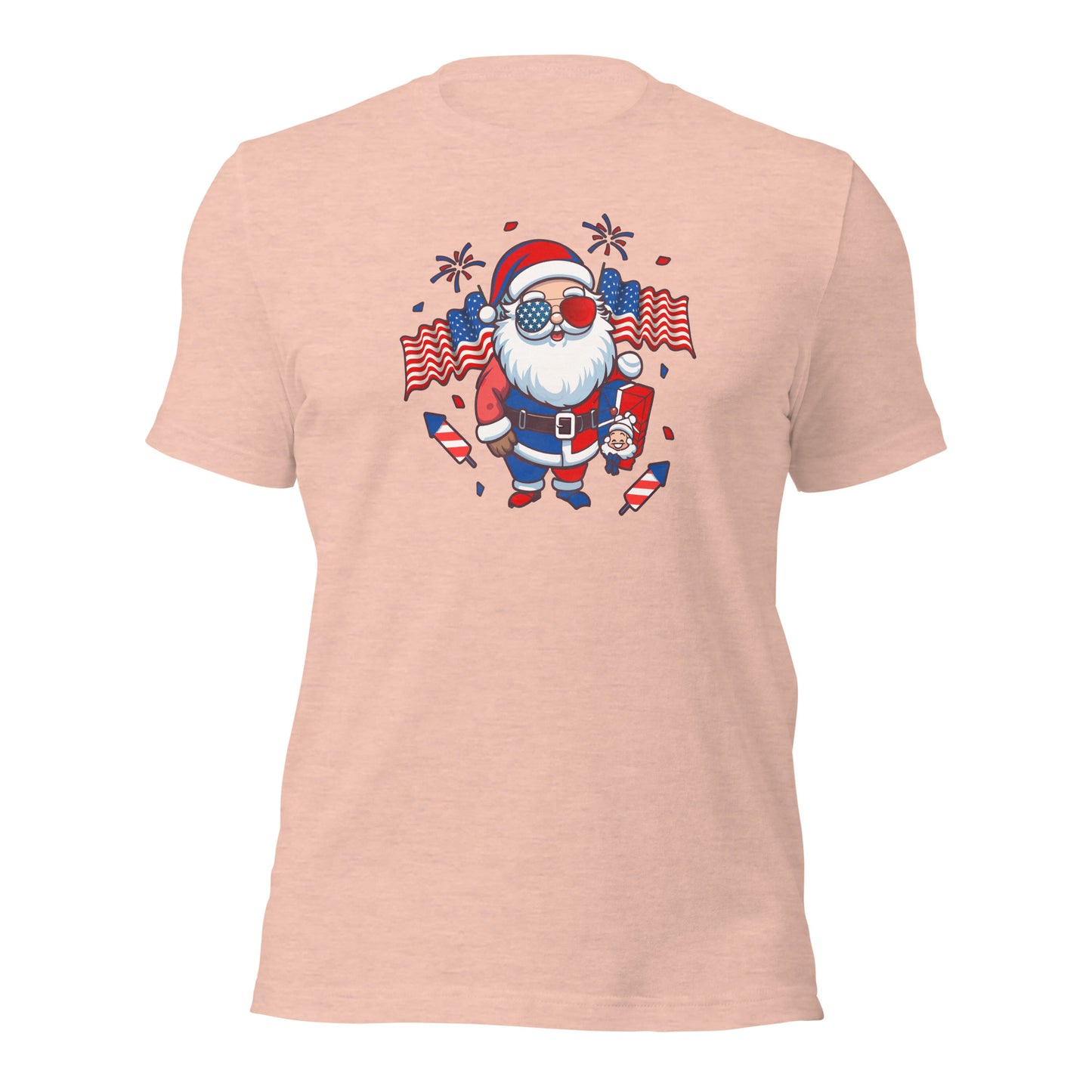 Patriotic Santa Claus USA Military Veteran Xmas Unisex Light Shirt