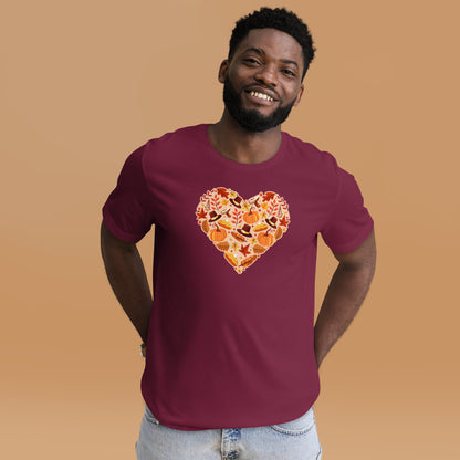 Grateful Mom Dad Autumn Heart Thanksgiving Unisex Dark Shirt