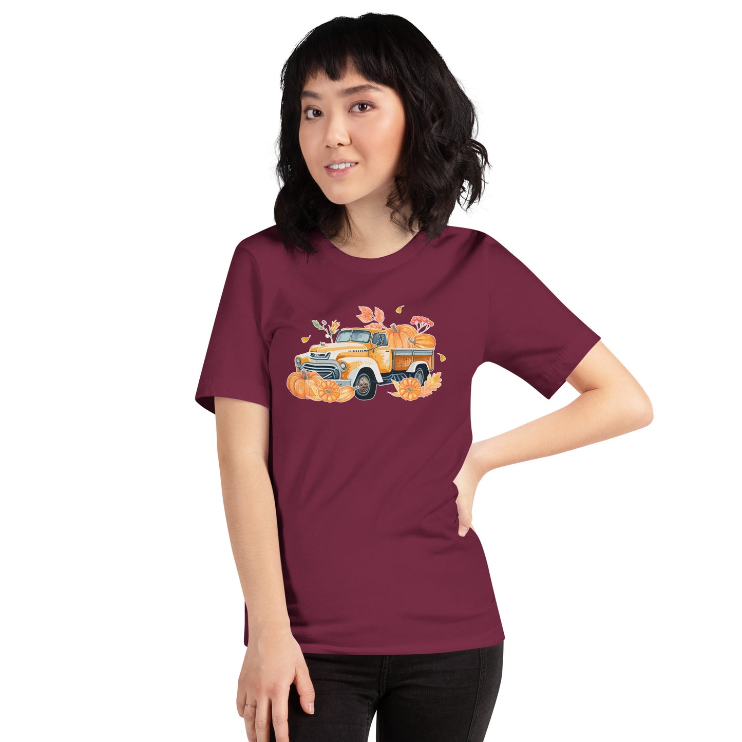 Pumpkin Thanksgiving Vintage Truck Unisex Dark Shirt