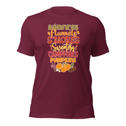 Bonfires Flannels Smores Sweaters Campfires Thanksgiving Unisex Dark Shirt