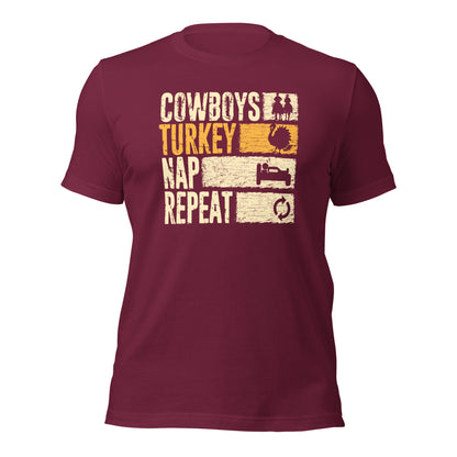 Cowboys Turkey Nap Repeat Cowboy Bebop Thanksgiving Unisex Dark Shirt