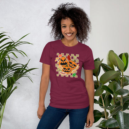 Pumpkin Face Autumn Fall Leaves Thanksgiving Unisex Dark Shirt