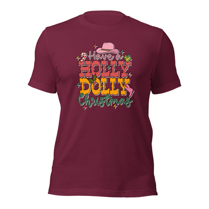 Have A Holly Dolly Christmas Western Christmas Unisex Dark Shirt