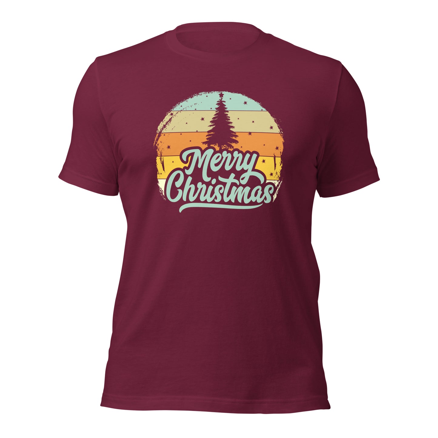 Retro Merry Christmas Holiday Tree Xmas Dark Shirt