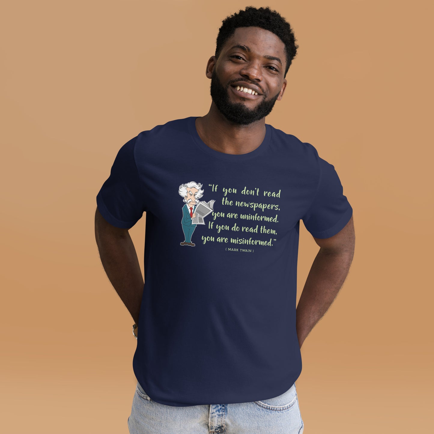 Mark Twain Sarcasm Quote Tee Newspaper Unisex Dark Shirt